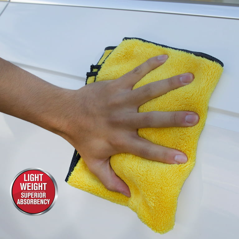 Karlsitek Double-Sided Super Absorbent Car Wash Microfiber Car Cleaning Towels Drying Towel Cloth, Size: One size, Yellow