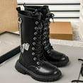 thumbnail image 5 of hopeusnice Kids High Top Boots Lace Up Closure Chunky Sole Trendy Design Durable Construction Suitable For Outdoor Adventures Daily Outings Black 34, 5 of 9