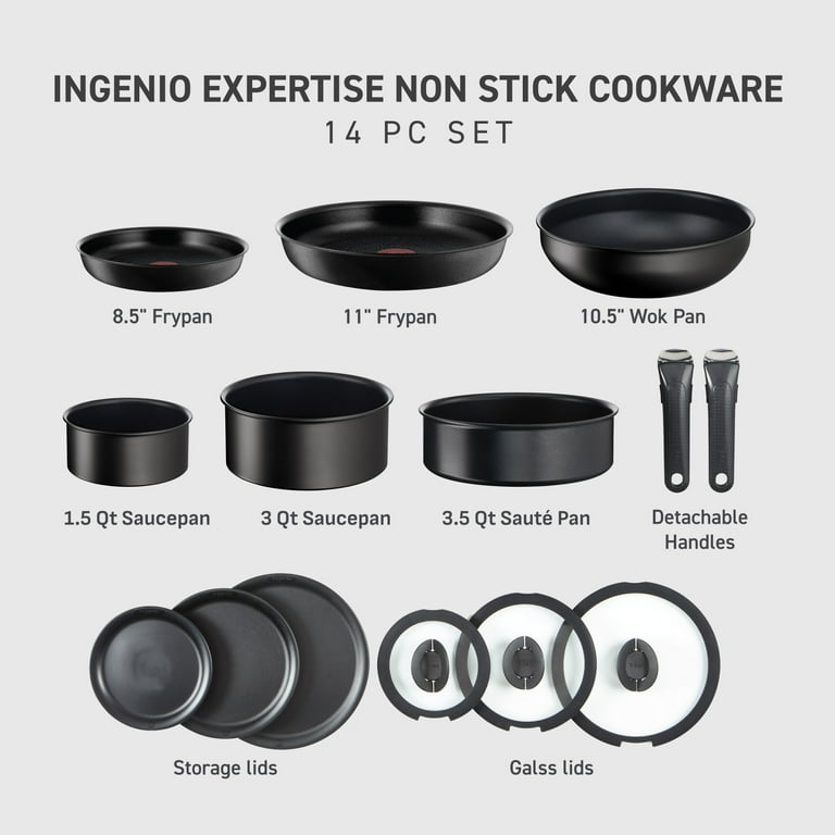 T-fal Ingenio Expertise, 14 Piece Nonstick Cookware Set, Induction