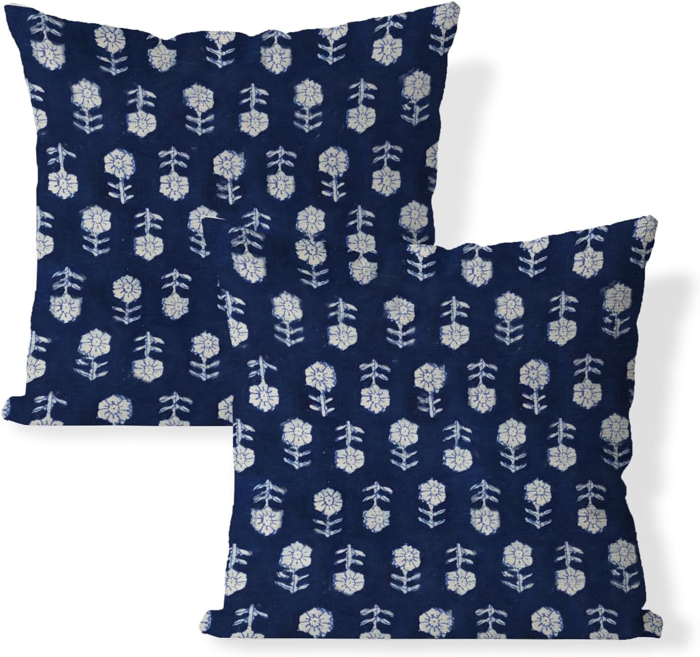 WEINIYA 20x20 Inch Starfish Pillow Cover - Navy Blue & White Double Sided Print, Cotton Canvas