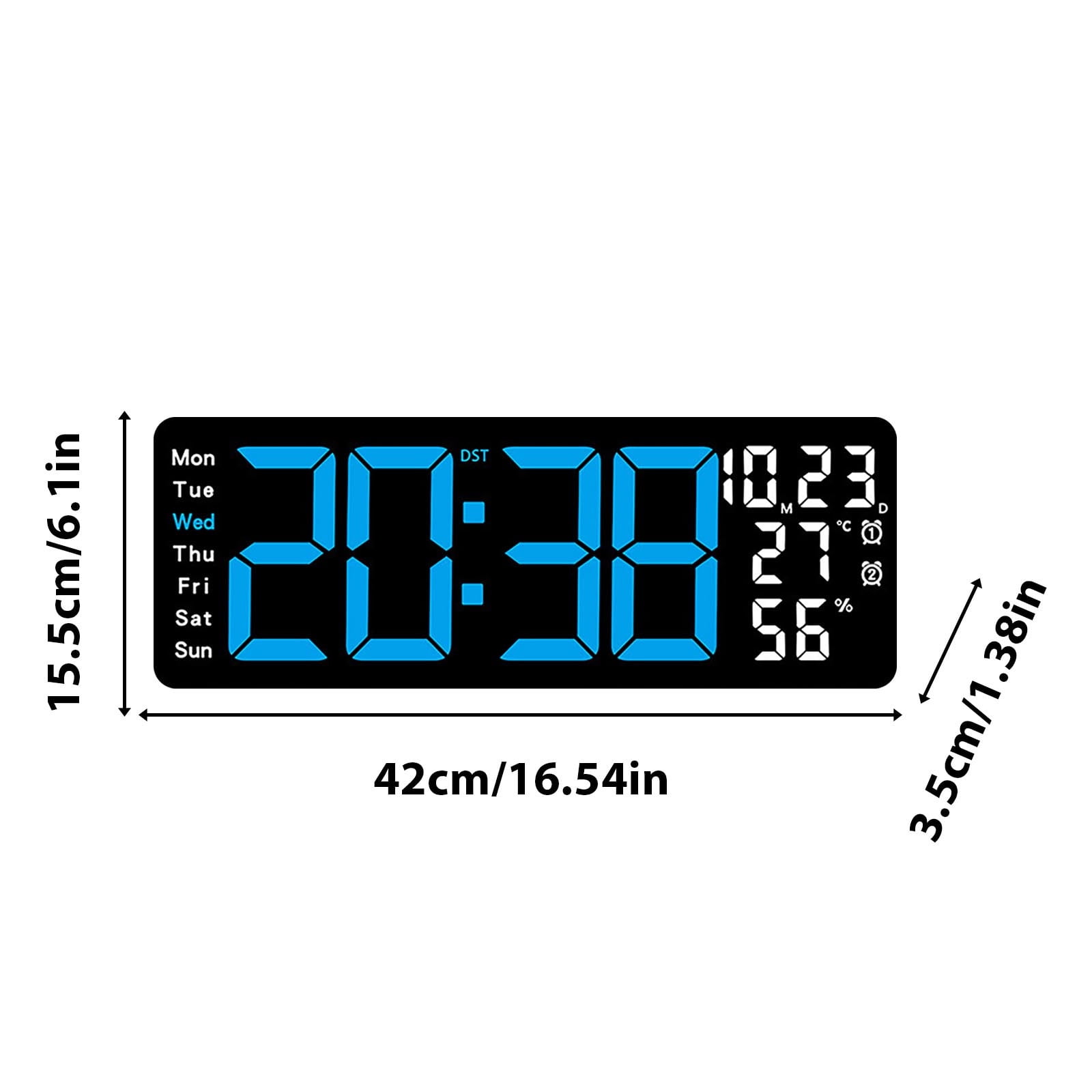 Zzbeans 17.3 Inch Large LED Digital Wall Clock, Multifunctional Electronic Clock with Temperature Humidity Display and Remote Control, Modern Alarm Clock with RGB Night Light for Living Room Bedroom