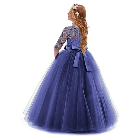 

Toddler Girls Dresses Child Lace Bowknot Princess Wedding Flower Performance Formal Tutu Clothes