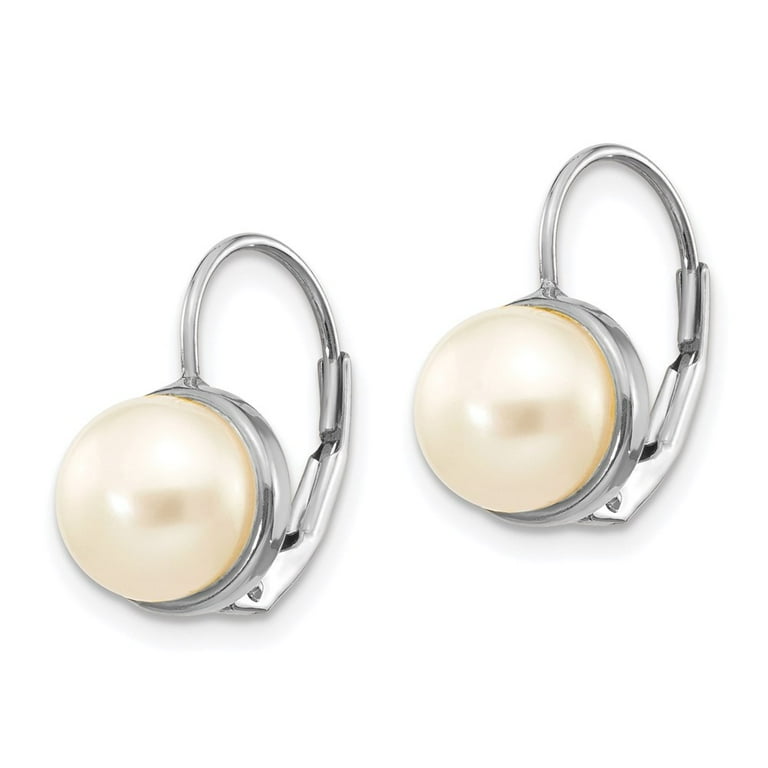 Pearl leverback online earrings white gold