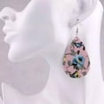 thumbnail image 2 of Print Flower Pattern Pu Leather Teardrop Earrings Waterdrop Jewelry Blowout, 2 of 2