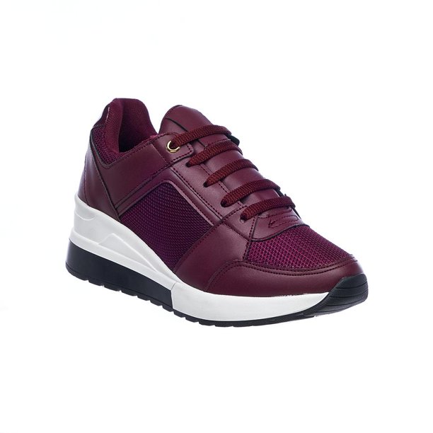 Tenis Mujer Sneaker Moda Casual Urbana Suave Cómodo Tipo Piel Vino 088D5N vino 24 Incógnita 088D5N
