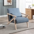 thumbnail image 3 of Bonzy Home Accent Chair Set of 2 with lumbar support pillow Mid Century Modern Upholstered Armchair with Wood Frame for Living Room Bedroom Study Room Easy Assembly Blue, 3 of 7