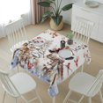 thumbnail image 6 of Christmas Snowman Table Cloth Waterproof Tablecloths, Xmas Snowflake Elk Eucalyptus Leaves Tablecloth Dining Table Cover for Kitchen Party Tabletop Outdoor, Square Tablecloth 54x54 Inch, 6 of 9