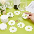 thumbnail image 3 of 150 Pcs Paper Wine Glass Markers 2.8" Blank Flower Stemware Drink Name Tags BurlyWood/White Color Disposable Wine Tag Drink Charm DIY Identification Marker for Wine Glass Champagne, 3 of 9