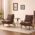 thumbnail image 2 of Ktaxon Mid Century Chenille Accent Chair, 5 Position Adjustable Recliner Chair, Rubber Wood Frame Lounge Chair for Living Room Bedroom Office Brown, 2 of 8