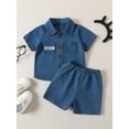 thumbnail image 2 of Infant Boys Summer 2PCS Shorts Sets Short Sleeve Button Tops and Denim Shorts Sets, 2 of 9