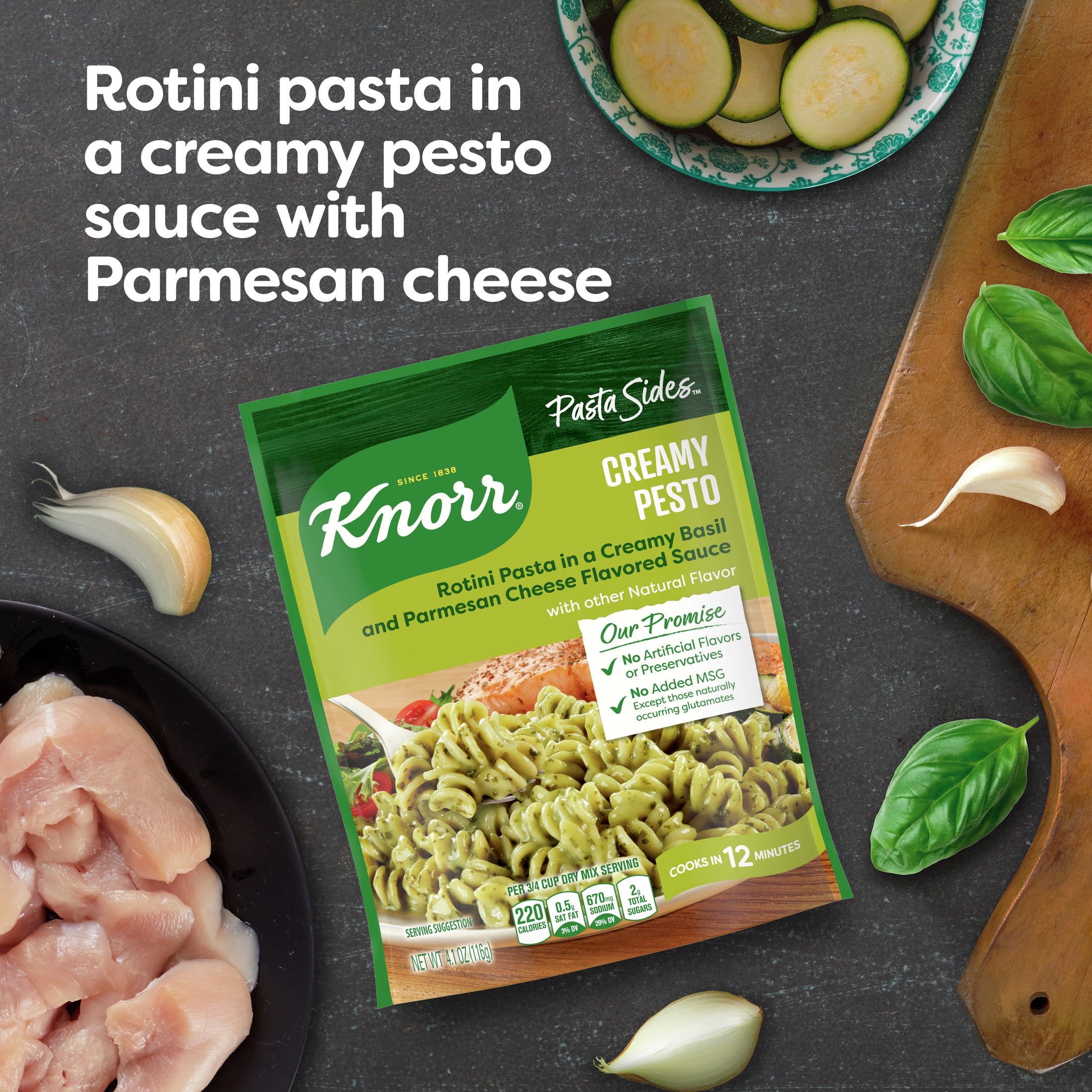 (8 pack) Knorr Pasta Side Dish Creamy Pesto 4.1 oz