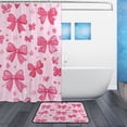 thumbnail image 2 of Bathroom Sets Curtain and Rug Sets 23.6x15.7 in Non-Slip Mat and 66x72 in Shower Curtain for Home Bath Dcor Pink Cute Bows, 2 of 7