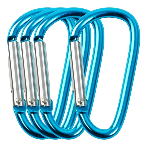 Unique Bargains Unique Bargains 4 x Camping Hiking Clips Carabiners Blue Silver Tone 4.8cm Length