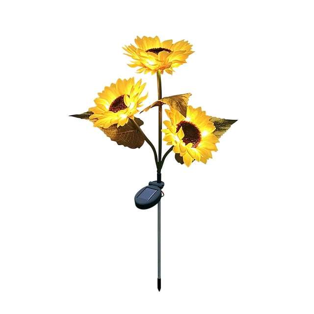 Luces de girasol para exteriores, jardín, patio, terraza, porche, tumba, patio trasero, pasarela, decoración, 1 paquete, metal decorativo, parte trasera Art Deco