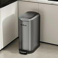 thumbnail image 3 of MRBIN Stainless Steel Kitchen Trash Can with Lid, 10.5 Gal / 40L Slim Step Commercial Waste Basket with Inner Bucket, Soft Close Covered Skinny for Narrow Bedroom, Living Room, Rvs, Eclipse Grey, 3 of 7