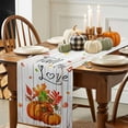 thumbnail image 3 of ERUNPONLY Burnt Orange Pumpkins Fall Table Runner - 36 Inch Long Thanksgiving Botanical Leaf Wooden Cotton Linen Dress Scarves Farmhouse Table Runner for Kitchen Dining, Coffee Table, 13" x 36", 3 of 8