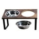 thumbnail image 3 of Soporte para comederos de perros con 2 cuencos de acero inoxidable, comedero doble para mascotas, comedero para gatos, comederos de madera, 3 of 10