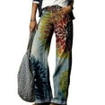 thumbnail image 4 of yunLCZ Wide Leg Pants Woman Women's Flare Wide Leg High Waisted Casual Vintage Floral Print Pants Casual Colorful Trouser Business Work Casual Pants, 4 of 4