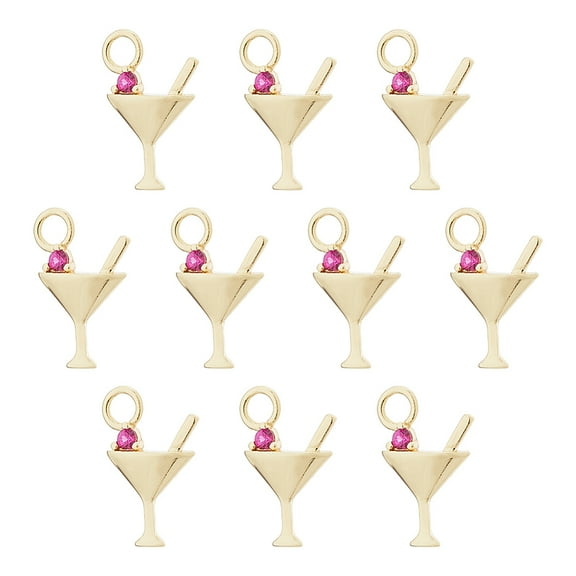 Brass Pendants Cocktail Glass Real 14K Gold Plated 14x8.5mm