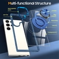 thumbnail image 6 of For Samsung Galaxy S25 Ultra 5G Transparent Case (Compatible With MagSafe)  With 360° Rotation Invisible Magnetic O-Ring Stand Military-Grade Shockproof Phone Case,Dark blue,For Galaxy S25 Ultra 5G, 6 of 7
