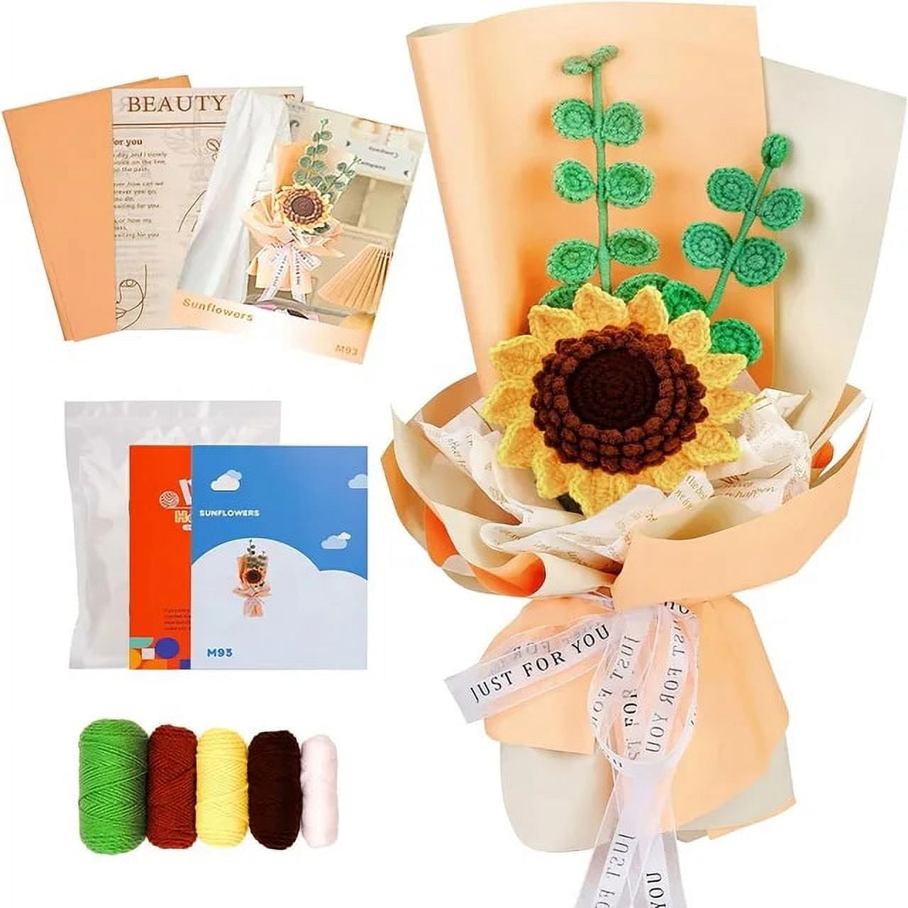 Kit Bouquet De Fleurs Au Crochet Pour Débutants - Marguerites, Tutoriel Vidéo, Laine Et Outils Inclus - 6