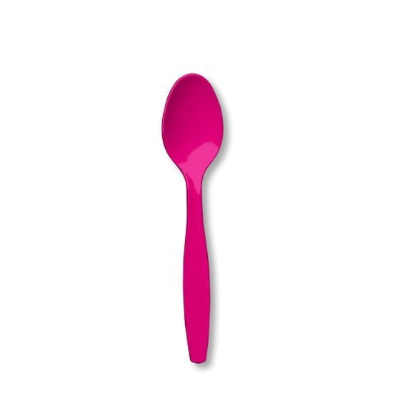 Creative Converting Touch of Color Premium 24 Count Plastic Spoons, Hot Magenta