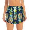 thumbnail image 2 of Goofa Colorful Pineapples Printed Women 2 in 1 Running Shorts,Quick Dry Athletic Workout Shorts,High Waisted Athletic Shorts with Liner Pockets-Large, 2 of 9