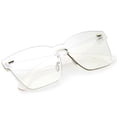 thumbnail image 4 of Oversize Rimless Keyhole Nose Bridge Mono Lens Horn Rimmed Sunglasses 63mm (Clear), 4 of 4