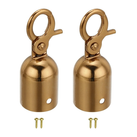 Uxcell 1.1"x3" Stanchion Rope End Stopper, 2 Pack Cord End Caps Barrier Rope End Cap Snap Hooks, Rose Gold