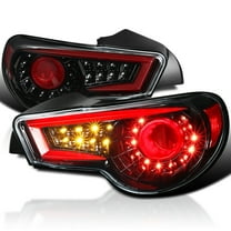 Spec-D Tuning Jet Black Housing Red LED Bar Tail Lights Compatible with 2013-2016 Scion FR-S, 2013-2016 Subaru BRZ, Left   Right Pair Assembly