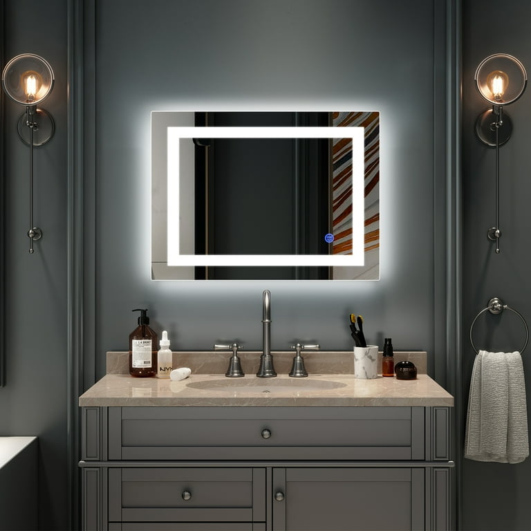 Winado Wall Mounted Bathroom Mirror with LED Lights Lighted Makeup