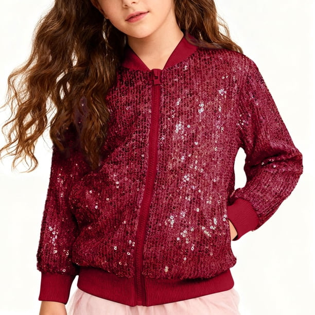 Chaquetas y abrigos casuales de manga larga sin capucha para niños, de invierno, de color liso, de manga larga sin capucha, chaquetas casuales con lentejuelas, chaqueta informal para niñas, parte supe