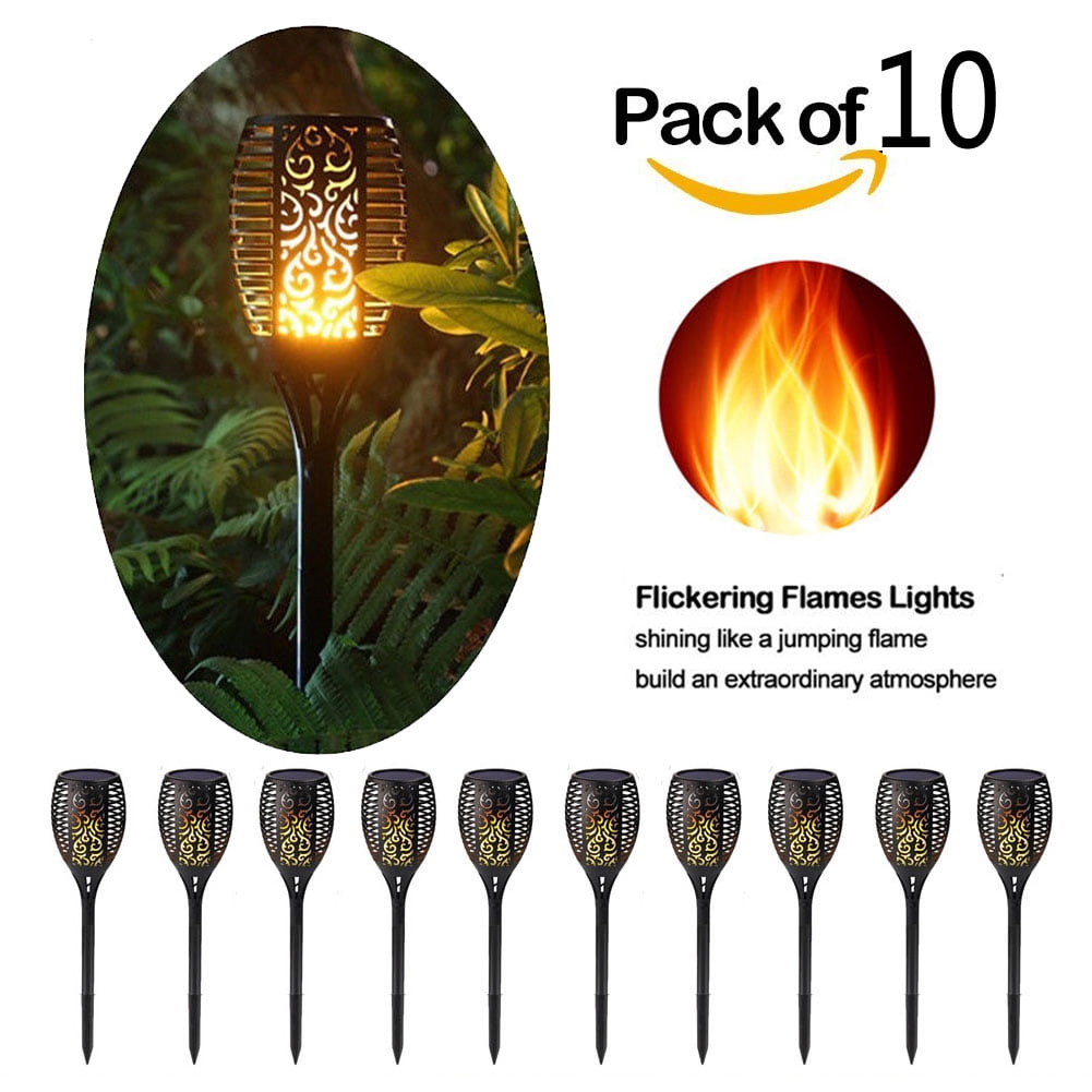 2-10Pack Solar Power 96 LEDs Torch Light Flicker Garden Landscape Tiki Lamp US