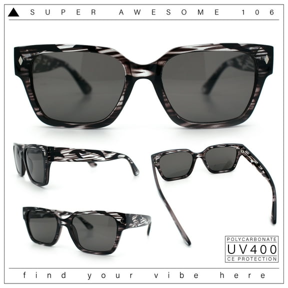 Mens Gentlemanly Urban Hipster Horn Rim Rectangle Plastic Sunglasses Slate Tortoise - Black