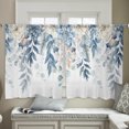 thumbnail image 4 of Sheer Curtains 54 inches Long, Blue Christmas Flower Poinsettia Holly Eucalyptus Light Filtering Sheer Window Curtains Rod Pocket Voile Drapes for Bedroom Living Room, 52"W x 54"L 2 Panels, 4 of 7
