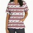 thumbnail image 2 of Wowcloth Woman's Short Sleeve V-Neck Scrubs Top with Christmas Print and Pocket for Healthcare Work and Daily Use, 2 of 7