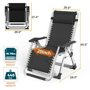 MOPHOTO Zero Gravity Chair, Lounge Chair Patio Folding Recliner for Adults Kids, Portable Chaise Lounge with Pearl Cotton Pad, 440 lbs