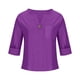 thumbnail image 4 of Vestidos Casuales Para Mujer, Blusas De Mujer De Moda Camisa de lino con cuello en V y bolsillo abotonado para mujer, informal, con escote en V de un cuarto, 4 of 6