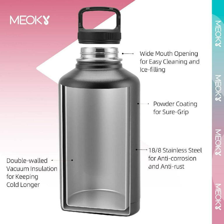64 Oz Insulated Water Bottle With Straw & Paracord Handles & 3 Lids, GUKOK  Leak Proof Metal Water Ju…See more 64 Oz Insulated Water Bottle With Straw