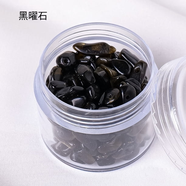 Xiao Hua 2 piezas de piedra negra natural perforada, piedra triturada enlatada, cuentas sueltas, piedra triturada semiacabada, accesorios para pulsera y collar.