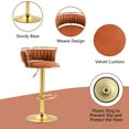 thumbnail image 4 of Lumibee Velvet Swivel Adjustable Bar Stools with Footrest Set of 2 Orange 2Set, 4 of 5
