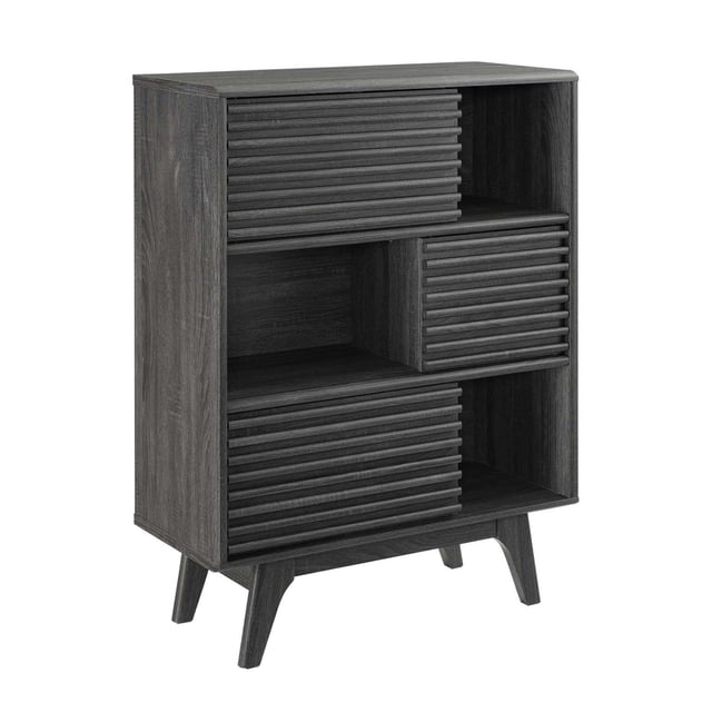Modway Meuble de Rangement à Trois Niveaux Style Mid-Century Modern en Charbon