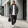 thumbnail image 5 of Full Zip Hooded Sweatshirt for Men Big Size Casual Hoodie Jacket Multi Pocket Athletic Outerwear Gray 3XL, 5 of 7