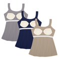 thumbnail image 4 of Vinsonshop 3 Pack tank with built in bra for women Flowy Gathered Neck Relaxed Fit Cami Scoop Neck Supportive Sleeveless Casual Summer Comfy Tops Multicolor 17 S, 4 of 4
