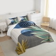 thumbnail image 3 of Manfei Geometric Lines Full Size Comforter Sets 3-Piece, Mid Century Minimalism Bedding Comforter Set, Abstract Leaf Sun Print Bedding Sets, Super Cozy Room Decor, 3 of 8