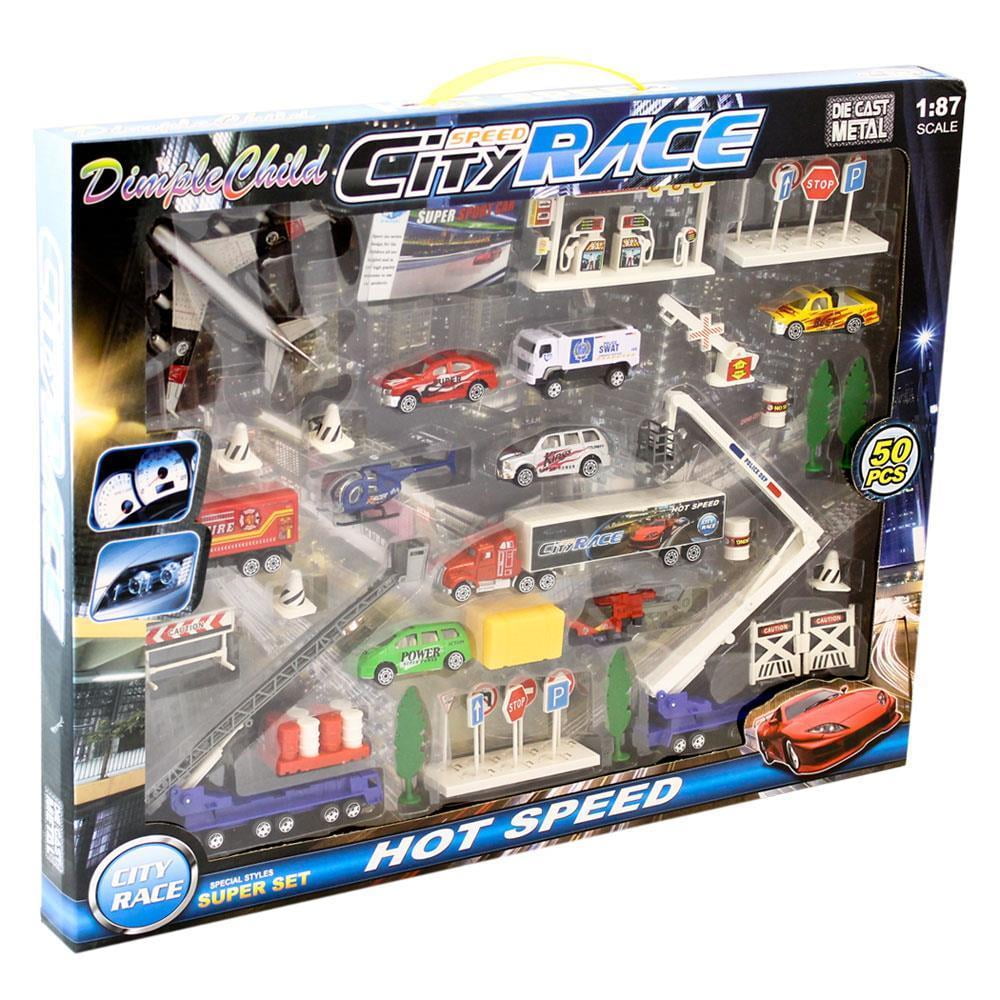 Dimple 50 Piece Die Cast Metal Vehicles City Set