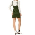 thumbnail image 3 of INSPIRE CHIC Women's Split Hem Tie Shoulder Straps High Waist Suspender Skirt Olive Green L, 3 of 6