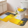 thumbnail image 4 of Abstract Color Block Bathroom Rugs Set White Yellow Black Modern Non Slip Absorbent Soft Bath Mats 3 Piece Set with Bathroom Rug, U-Shaped Floor Mat, Toilet Seat Cover Large Size, 4 of 9