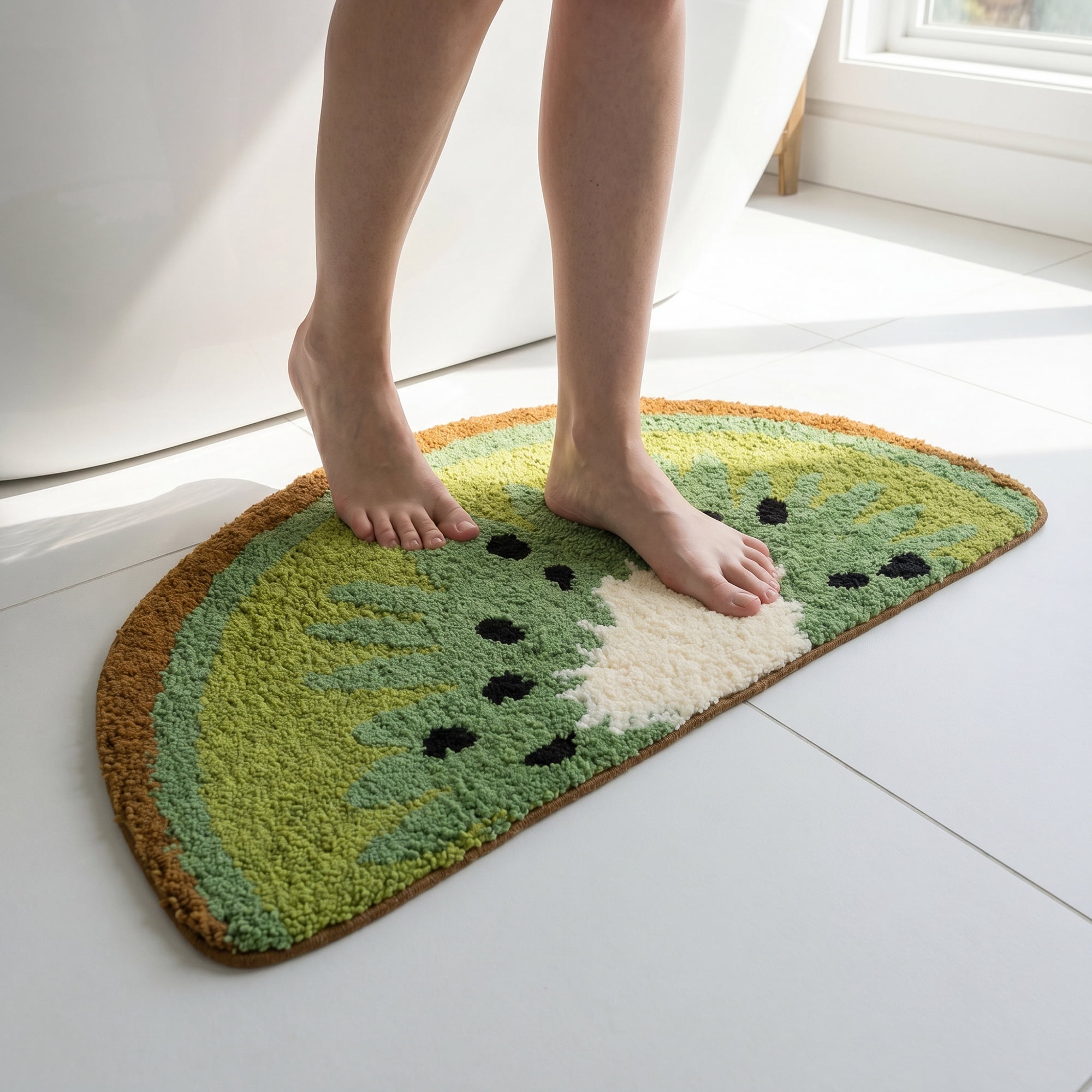 Unique Bargains Printed Faux Fur Bathroom Rug Soft Absorbent Plush Mat Green 32" x 18"