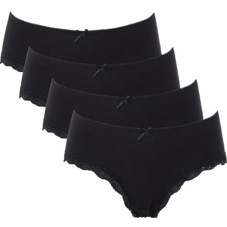 

Charmo Panties for Women Cotton Soft Underwear Stretch Hipster Solid Panties 4 Packs Black
